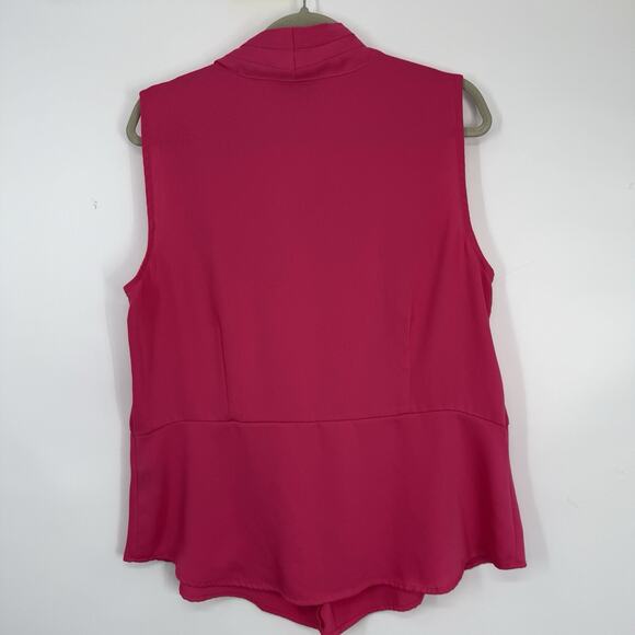 Liz Claiborne Career Chiffon Sleeveless Top Size XL Pink V Neck Tie Waist Pullov - Picture 4 of 9